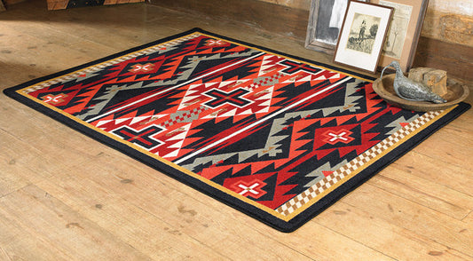 Rustic Cross Black Southwestern Rug - 4 x 5