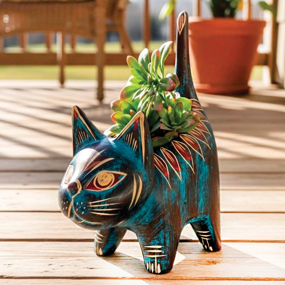 Santa Fe Clay Cat Planter