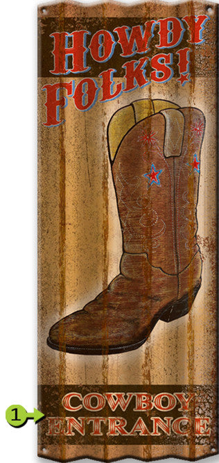 Howdy Folks Personalized Corrugated Metal Sign