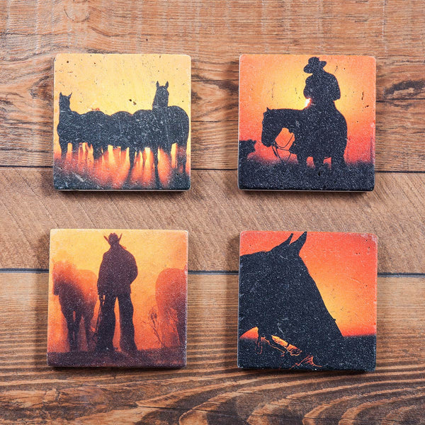 Cowboy Sun 4 Pc Coaster Set