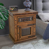 North Fork Tooled Leather Nightstand - Opens Right