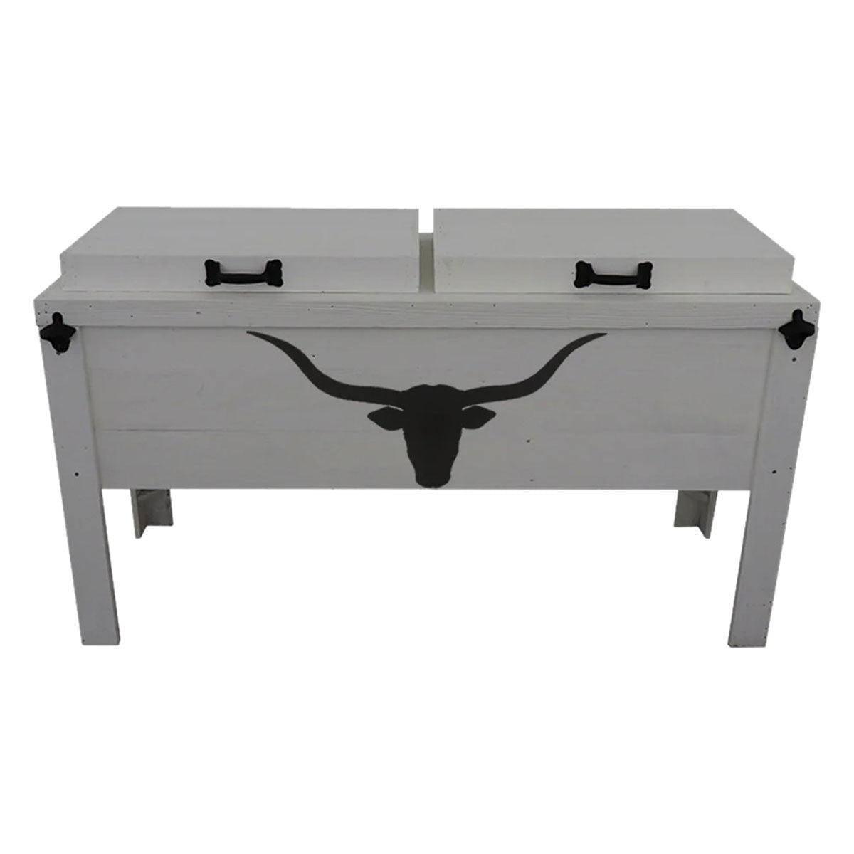 Longhorn Silhouette Double Cooler - White
