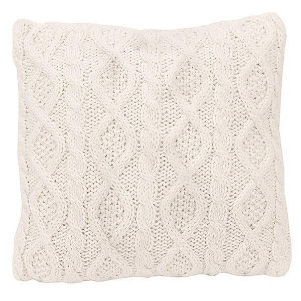Cable Knit Diamond Throw Pillow - Cream
