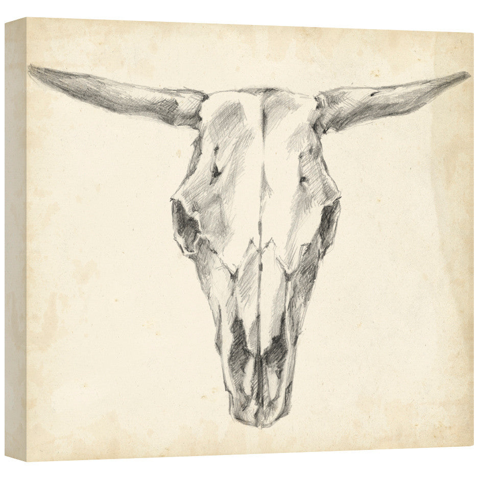 Western Skull Mount II Gallery Wrapped Canvas