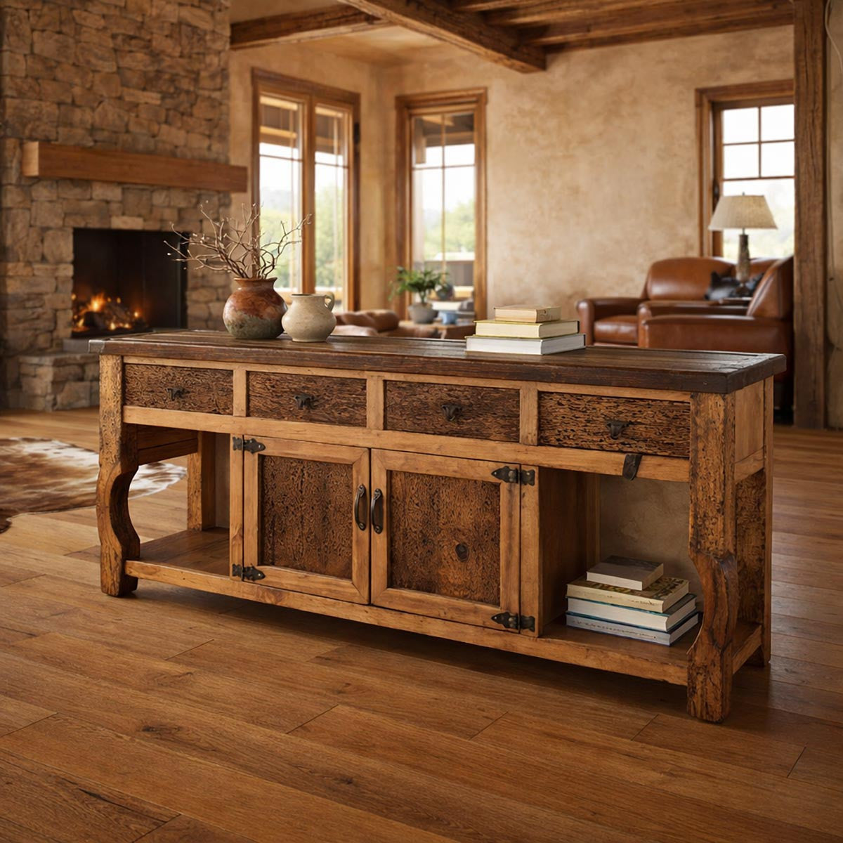 Sioux City Reclaimed Wood Console Table with Yoke Legs