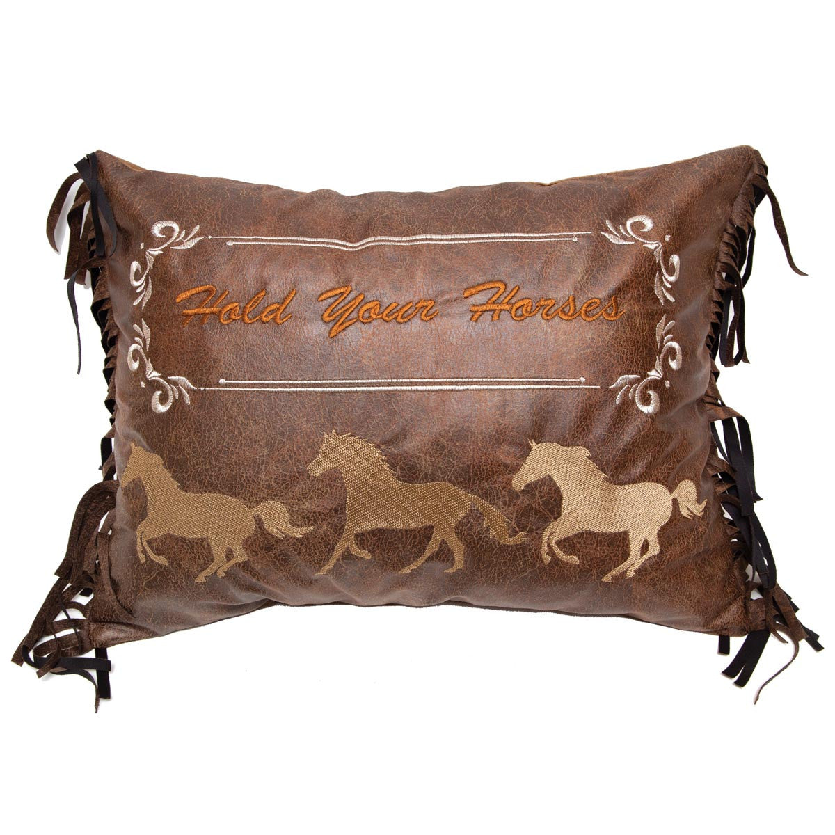Three Horses Fringe Pillow