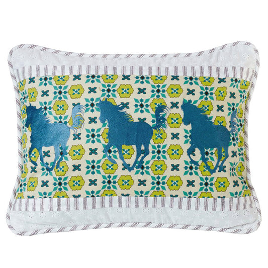 Western Spring Horse Embroidered Accent Pillow