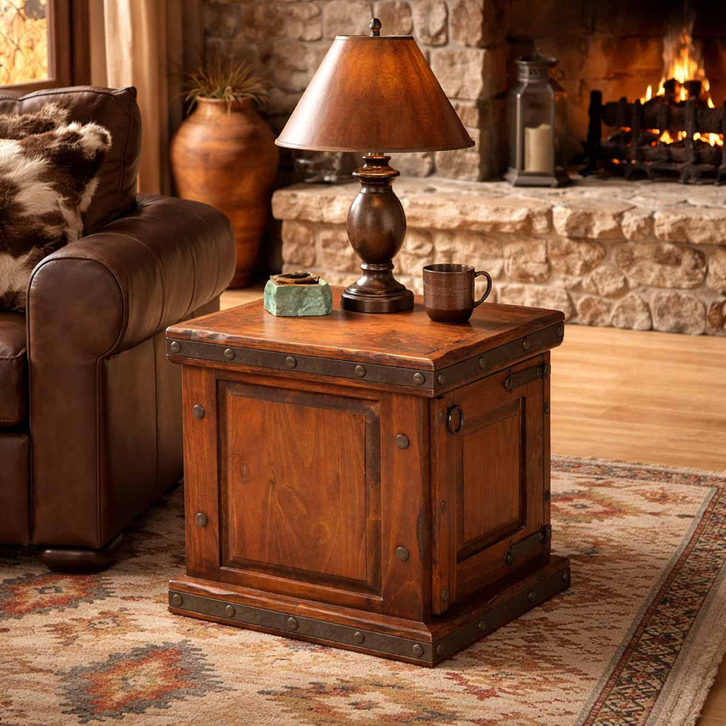 Daybreak Wood End Table with Iron Detail