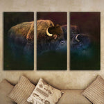 Bison Mist Framed Canvas Triptych