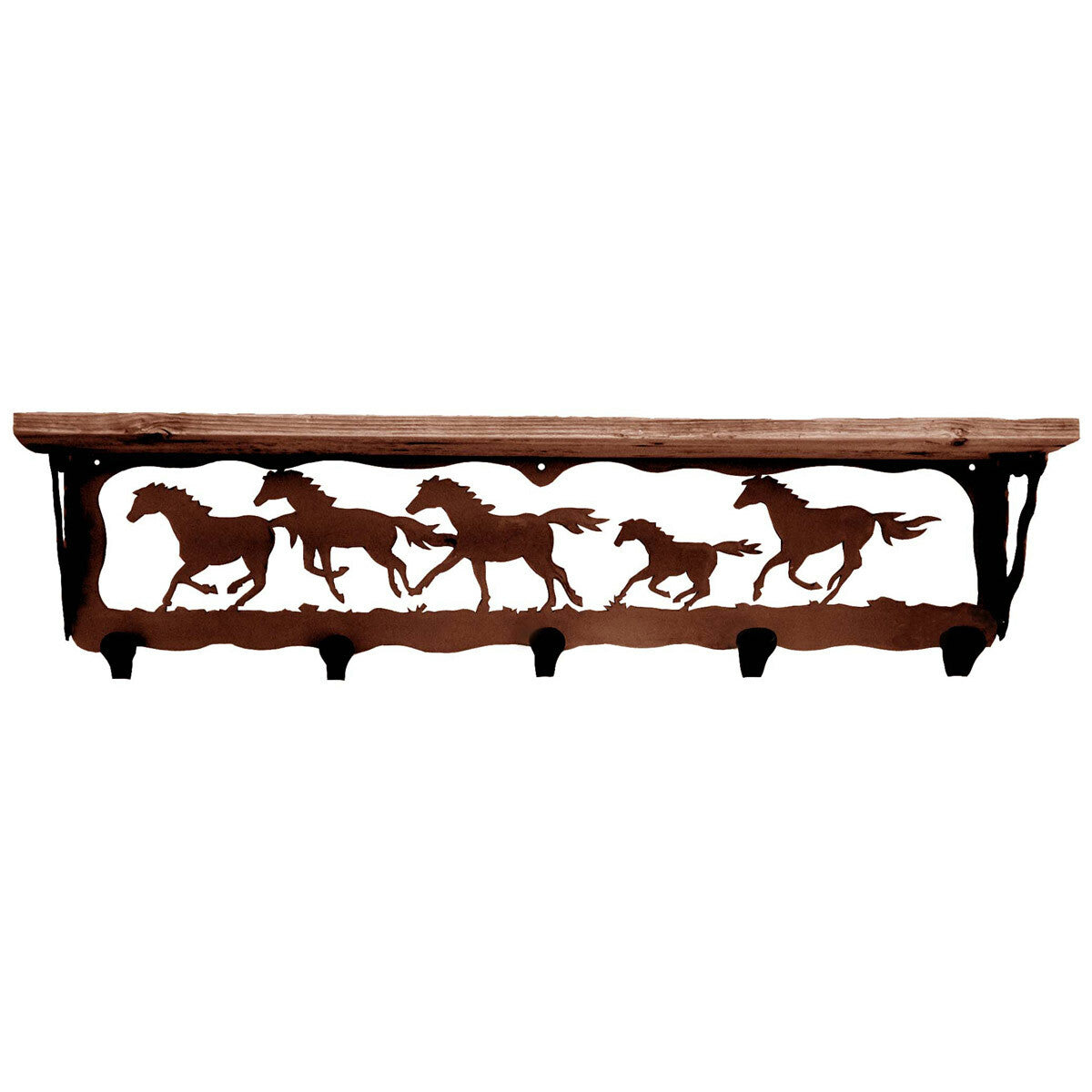 Wild Horses Coat Rack with Shelf - 34 Inch