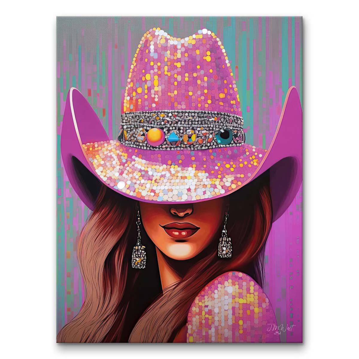 Pink Rhinestone Cowgirl Wall Art