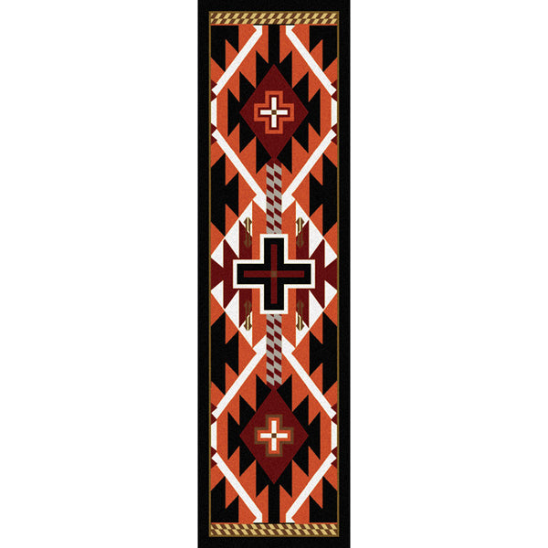 Rustic Cross Black Southwestern Rug - 2 x 8
