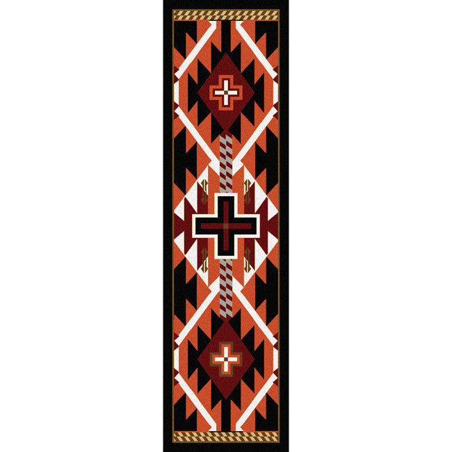 Rustic Cross Black Southwestern Rug - 2 x 8