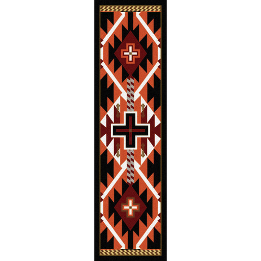 Rustic Cross Black Southwestern Rug - 2 x 8
