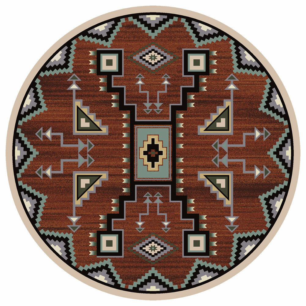 Tribal Rain Red Rug - 8 Ft. Round