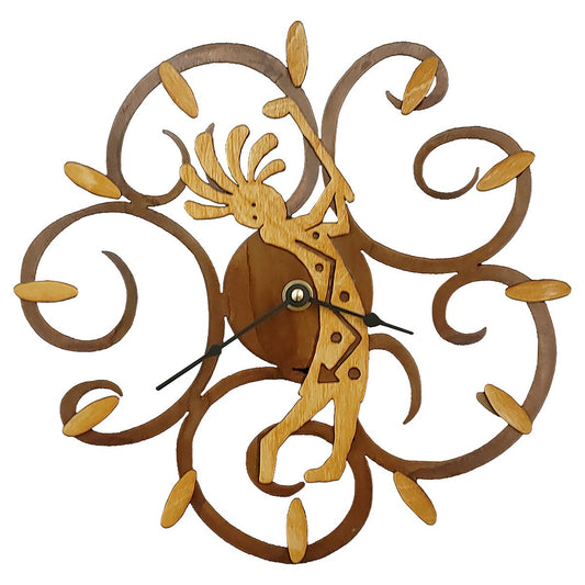 Golfing Kokopelli Swirl Wall Clock