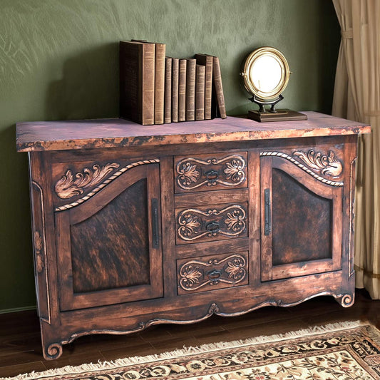 Desert Ember Sideboard - Cowhide Panels