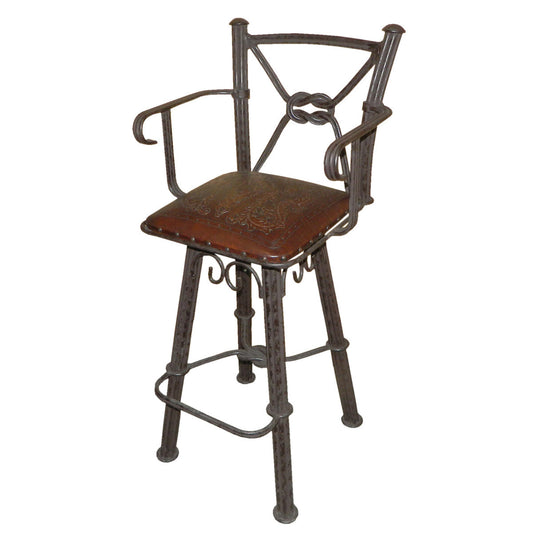 Coronado Iron Barstool with Swivel Back & Arms - Colonial