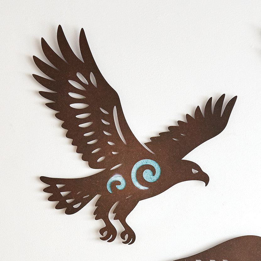 Turquoise Glow Eagle Metal Wall Art