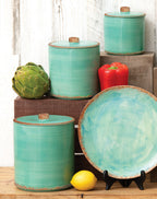 Turquoise Sky Ceramic Canisters - Set of 3