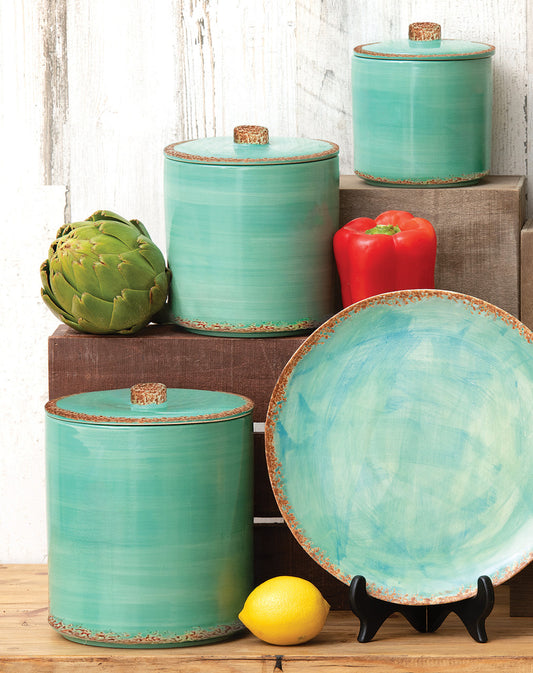 Turquoise Sky Ceramic Canisters - Set of 3
