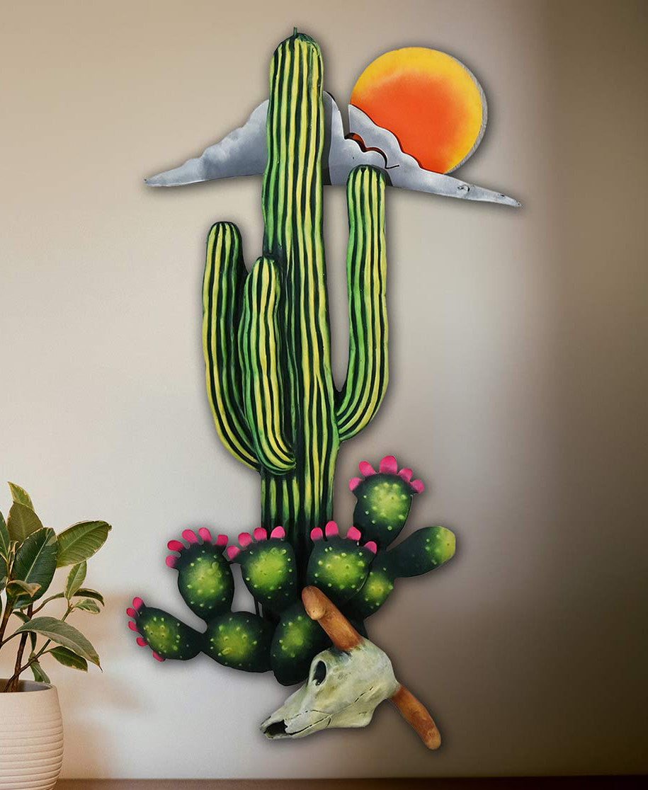 Cactus Skull Sunset II Metal Wall Art
