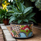 Pink Flower Wheel Planter