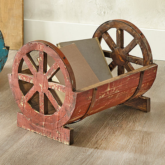 Western Wagon Wheel Red Planter - OVERSTOCK