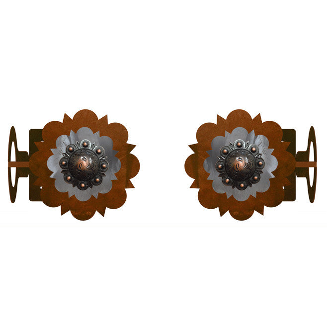 Round Copper Concho Rod Brackets - Set of 2