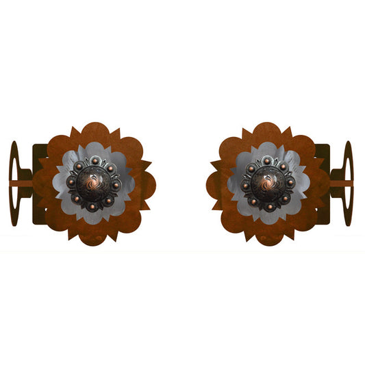 Round Copper Concho Rod Brackets - Set of 2
