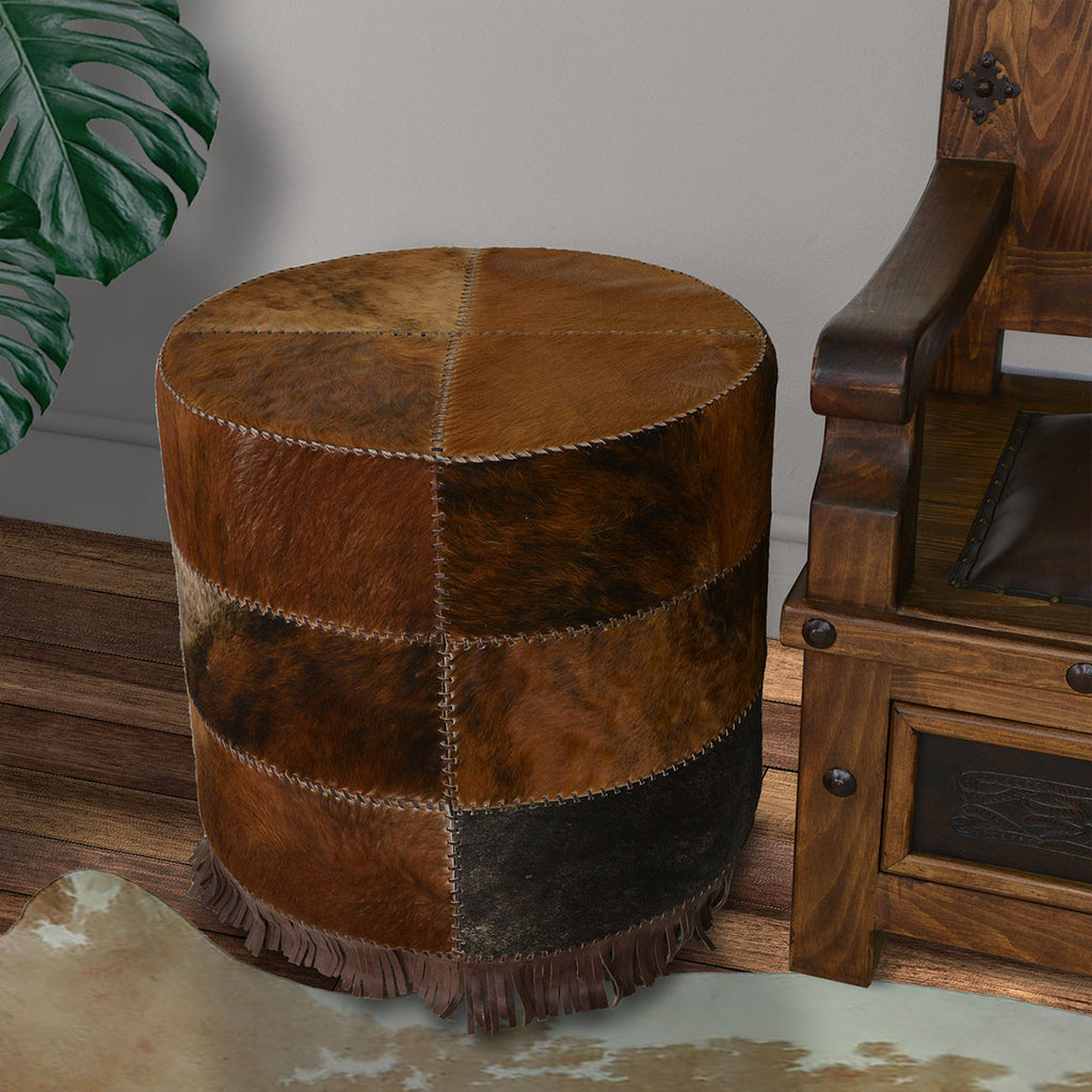 Bozeman Cowhide Ottoman