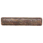 Tooled Rustic Leather Cabinet Pull