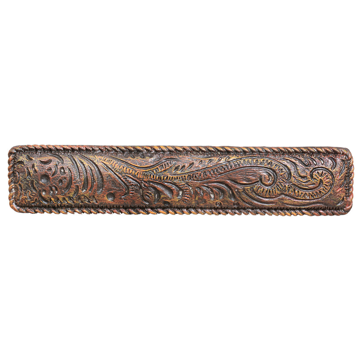 Tooled Rustic Leather Cabinet Pull