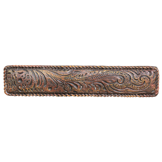 Tooled Rustic Leather Cabinet Pull