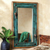 Turquoise Old Ranch Mirror with Hooks
