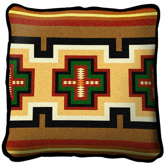Southwest Geometric Green and Red Pillow Cover