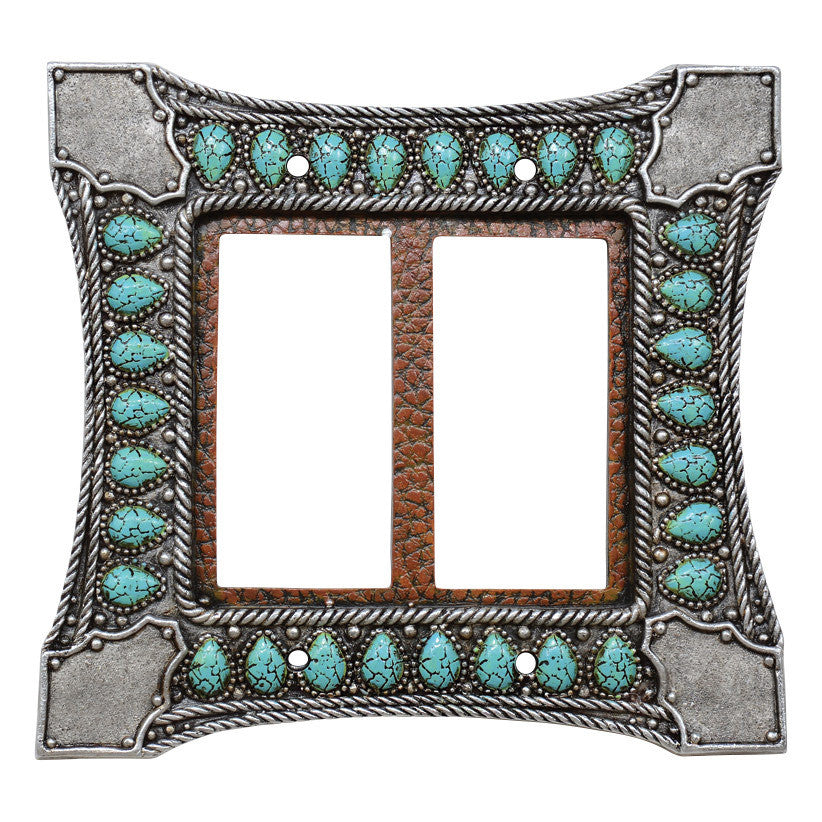 Tribal Turquoise Double Rocker Switch Cover