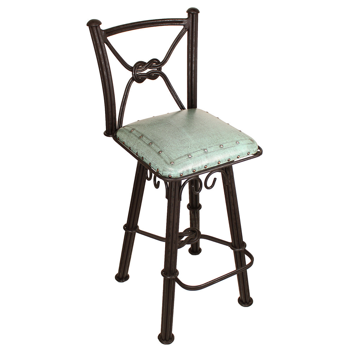 Coronado Iron Counter Stool with Swivel Back - Turquoise