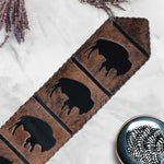 Roaming Bison Brindle Leather Table Runner - 96 Inch