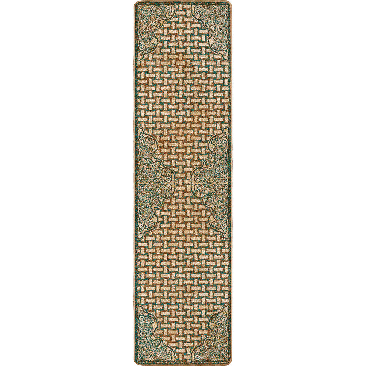 Turquoise Scroll Saddle Rug - 2 x 8