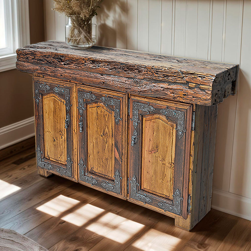 Timber Beam Console Lumberjack Console with Wood Beam Top | Lone Star Western Decor