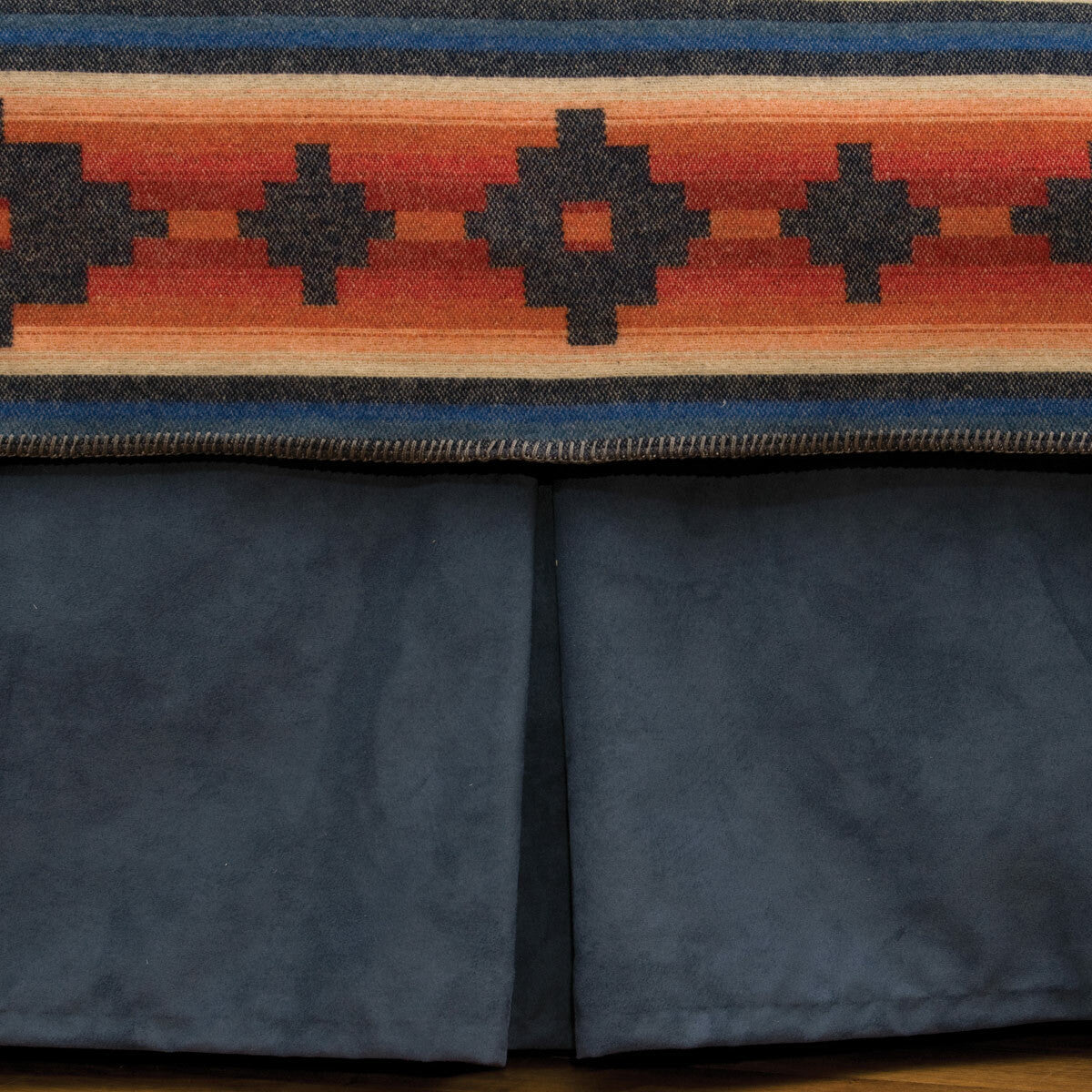 Navy Suede Tailored Bedskirt - King