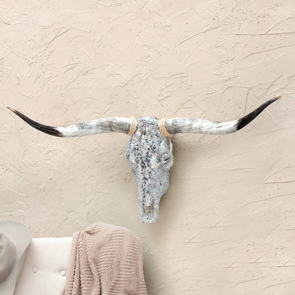 Authentic Longhorn Skull with Platinum Glass