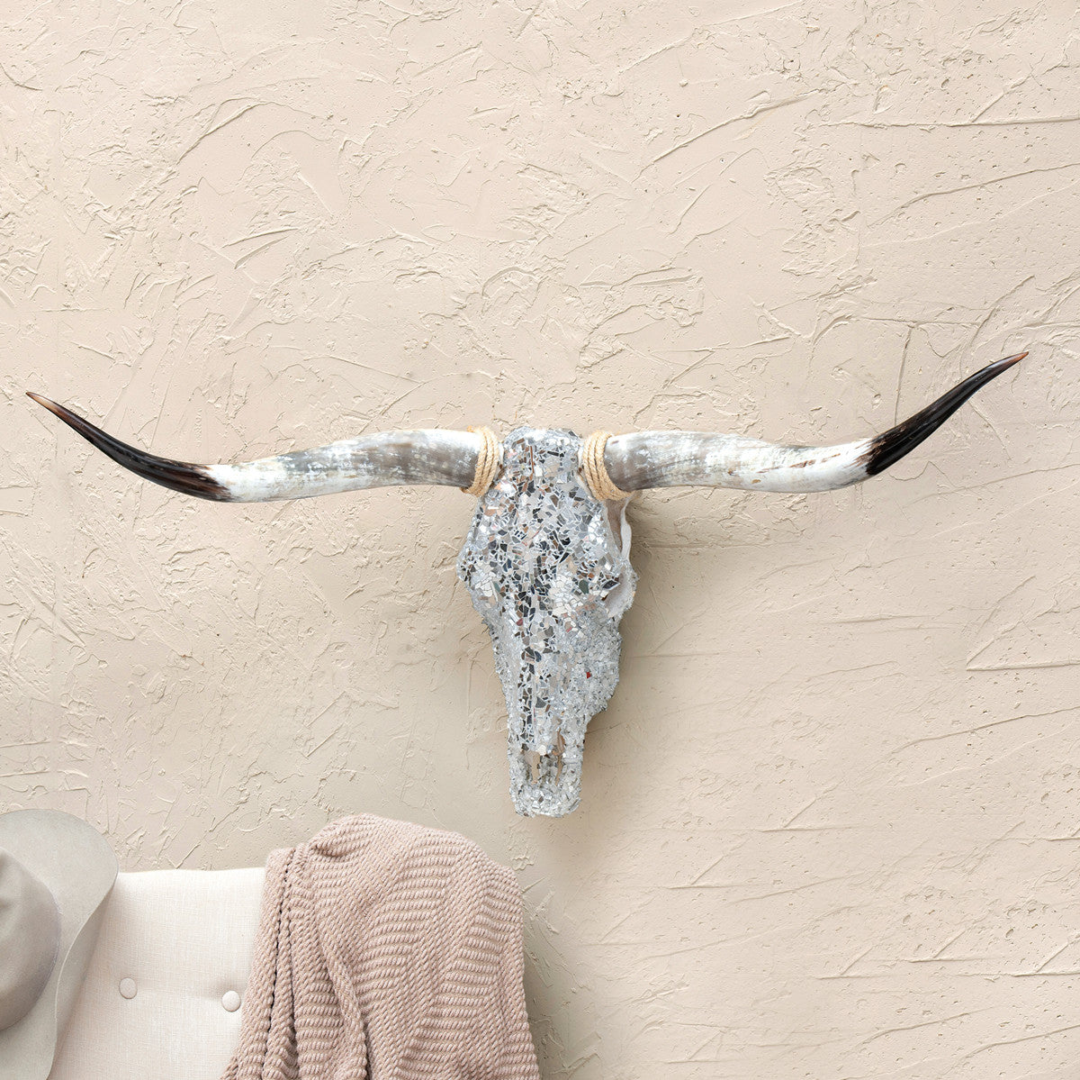 Authentic Longhorn Skull with Platinum Glass