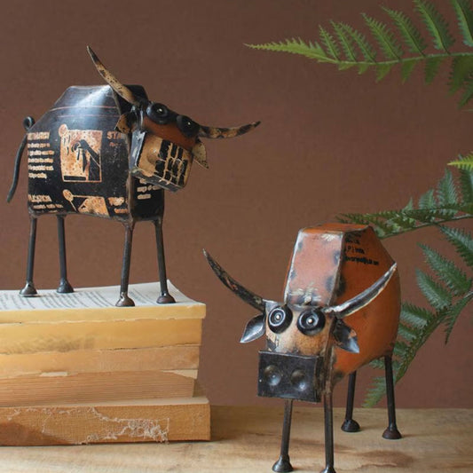 Recycled Metal Steers - Set of 2