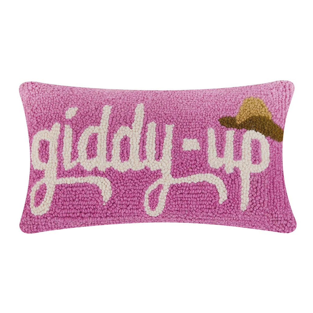 Rustic Cowgirl Ride Hooked Pillow