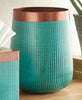 Turquoise & Copper Metal Waste Basket - SALE