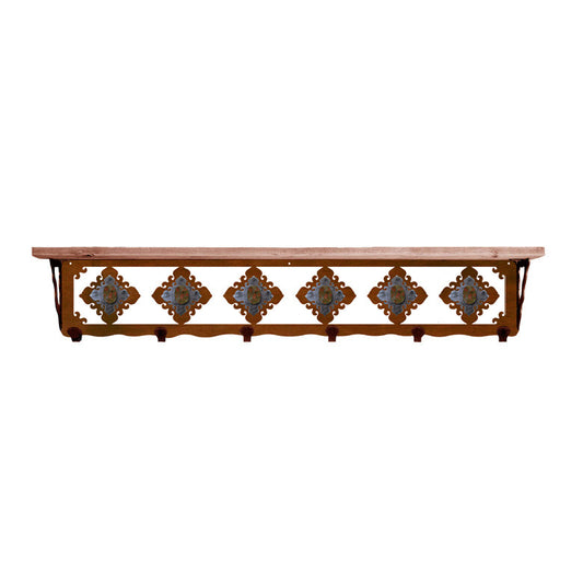 Unakite Stone 42 Inch Pine Hook Shelf