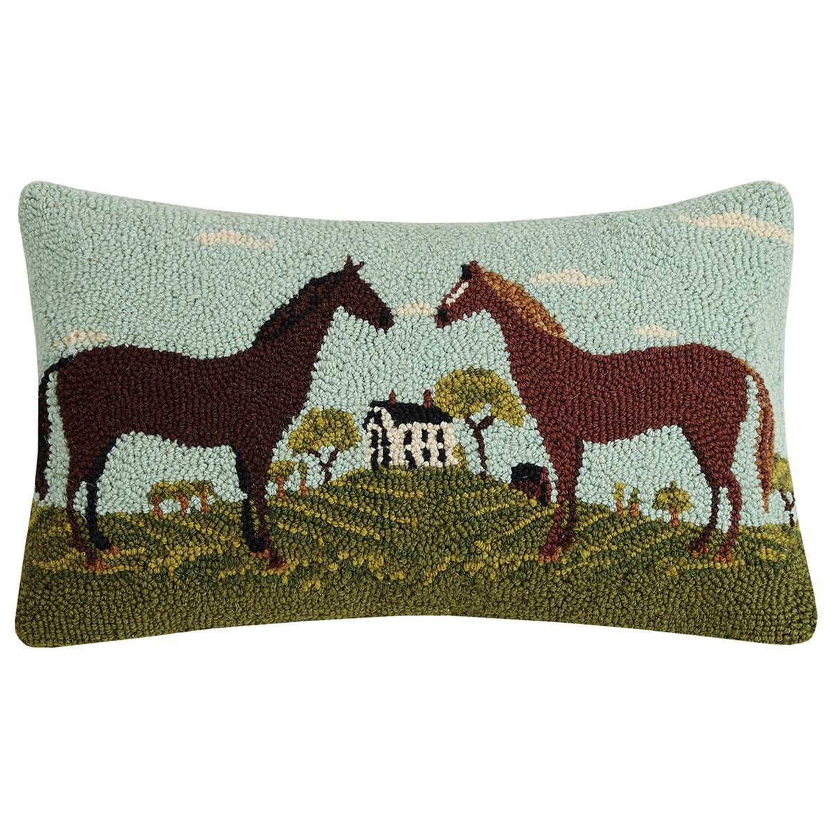 Farmhouse Horses Hooked Pillow - OUT OF STOCK UNTIL 08/13/2026