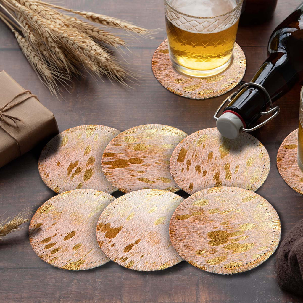 Gold Gilded Cowhide Coaster Set